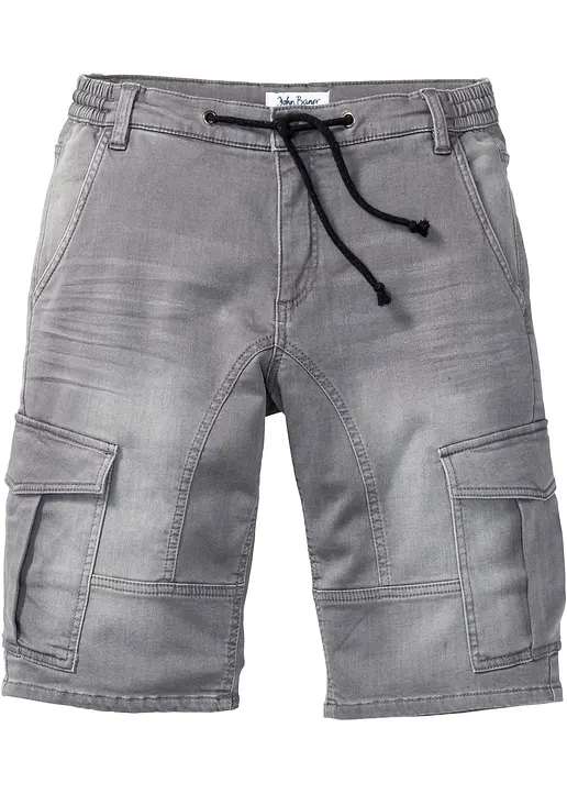 Sweatjeans-Bermuda, Regular Fit in grau von vorne - bonprix