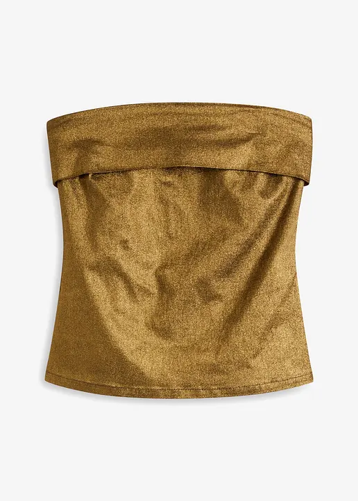 Bandeau-Top mit metallischem Foilprint in gold von vorne - bonprix