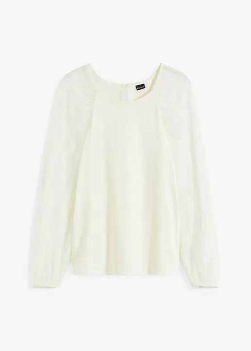 Spitzen-Shirt in weiß von vorne - bonprix