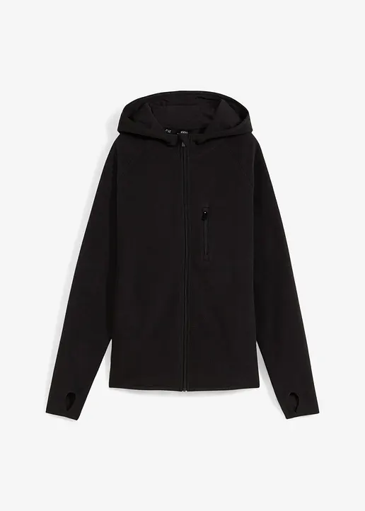 Fleecejacke mit Taschen in schwarz von vorne - bonprix