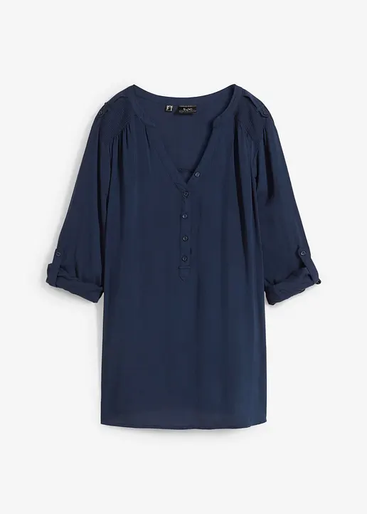 Tunikabluse aus softer Viskose in blau von vorne - bonprix