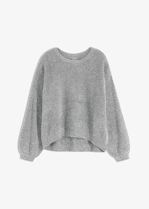 Pullover mit Glitzereffekt in grau von vorne - bonprix