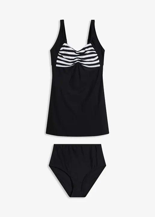 Long Tankini (2-tlg. Set) in schwarz von vorne - bonprix