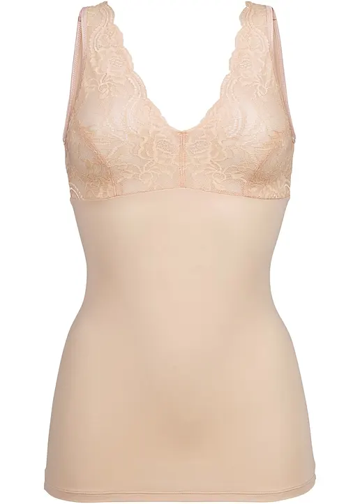Shapetop mit Spitze und mittlerer Formkraft in grau von vorne - bonprix