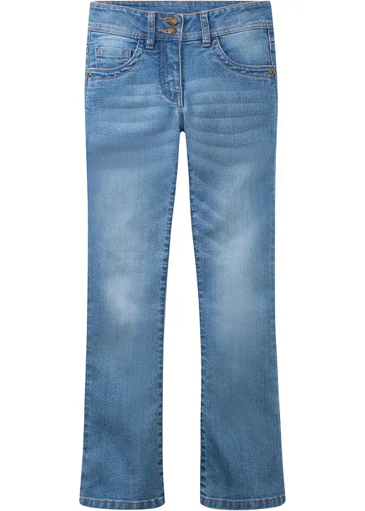 Bootcut Stretch-Jeans Mid Waist in blau von vorne - bonprix