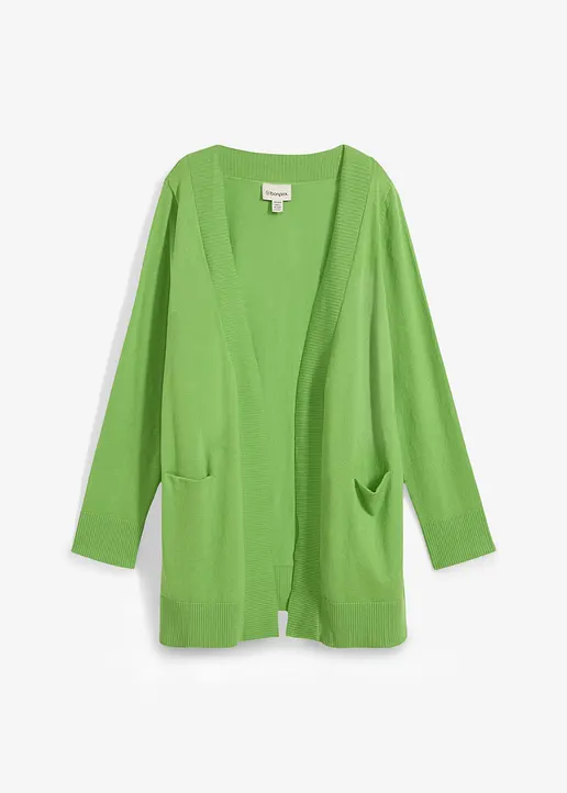 Strickjacke mit Taschen, Langarm in grün von vorne - bonprix