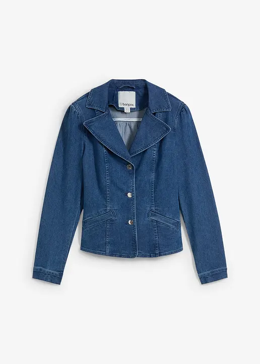 Jeansblazer, kurz in blau von vorne - bonprix