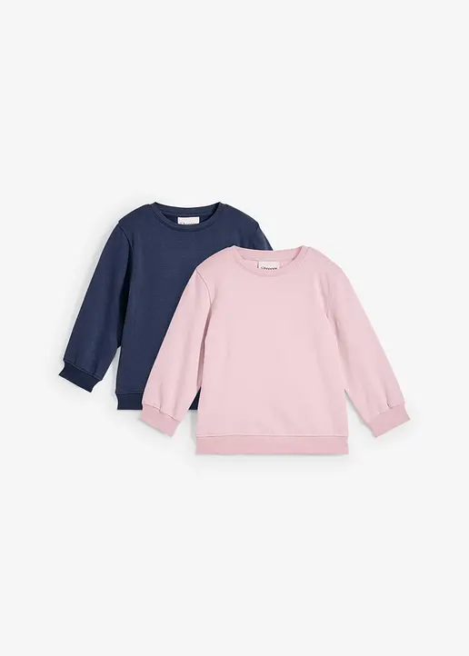 Sweatshirt aus reiner Bio-Baumwolle (2er Pack) in blau von vorne - bonprix