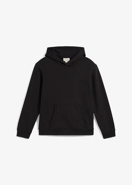 Hoodie aus weichem Baumwoll-Mix in schwarz von vorne - bonprix