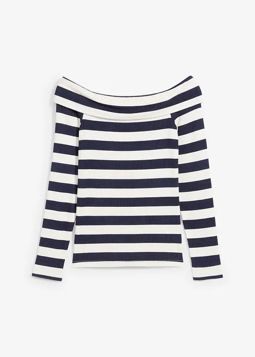 Carmenshirt aus softer Viscose in blau von vorne - bonprix