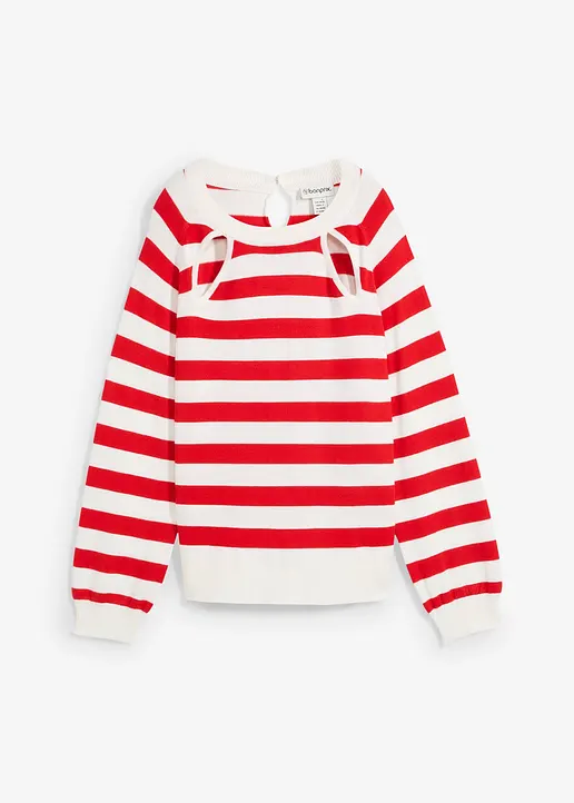 Feinstrickpullover mit Cutouts in rot von vorne - bonprix
