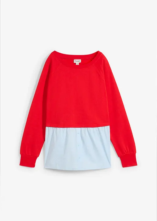 Sweatshirt aus reiner Bio-Baumwolle in rot von vorne - bonprix