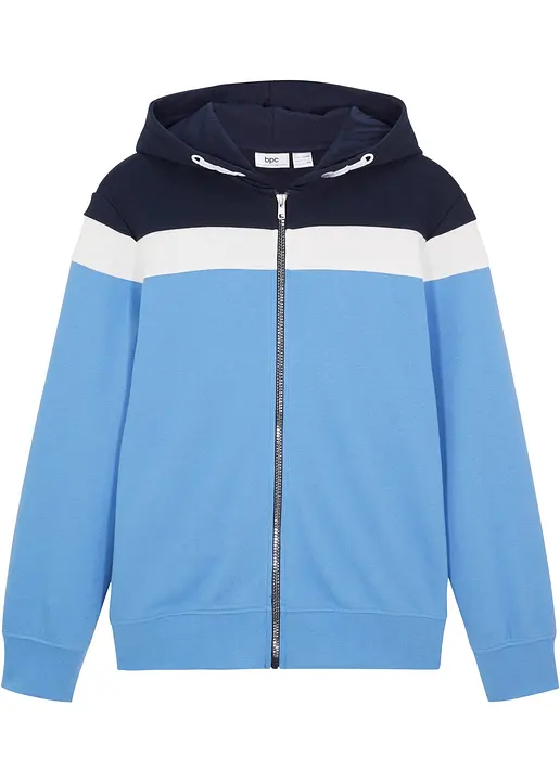 Kapuzen-Sweatjacke in blau von vorne - bonprix