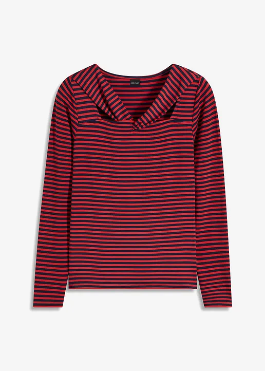 Langarmshirt mit Ausschnittdetail in rot von vorne - bonprix