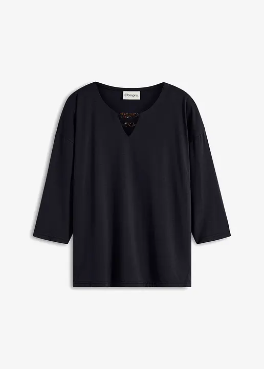 Shirt-Tunika in schwarz von vorne - bonprix