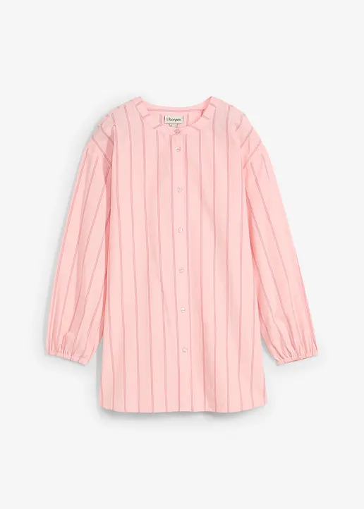 Longbluse aus Baumwollpopeline in rosa von vorne - bonprix
