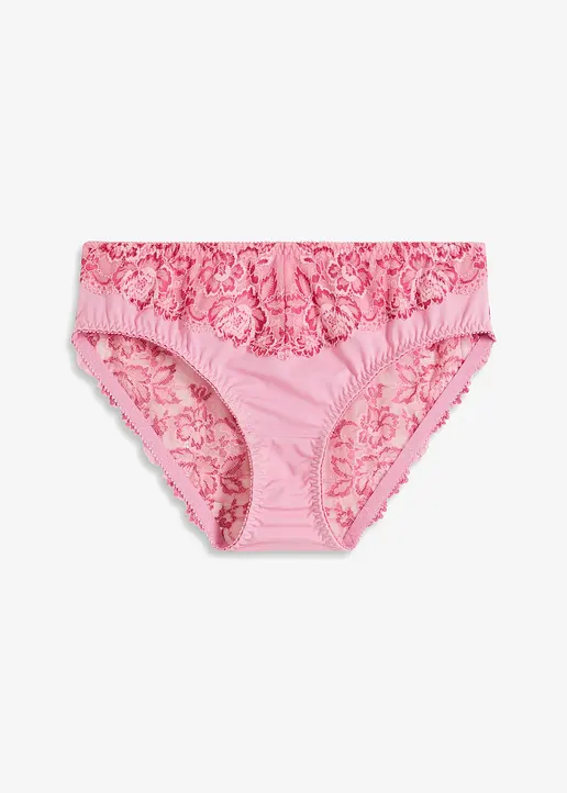 Maxislip mit zarter Spitze in rosa von vorne - bonprix