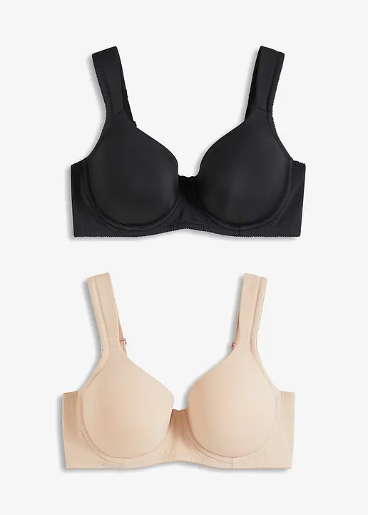 Schalen-BH mit Bügel (2er Pack) in schwarz von vorne - bonprix