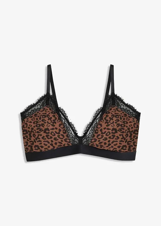 Triangel Bralette ohne Bügel mit herausnehmbarem Padding in schwarz von vorne - bonprix