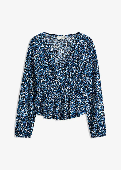 Langarmshirt in blau von vorne - bonprix