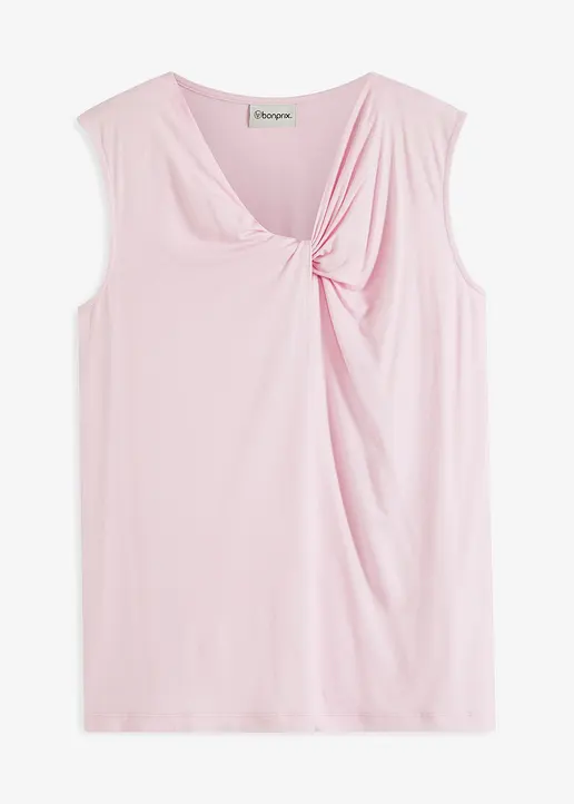 Jersey-Top mit Twist in rosa von vorne - bonprix