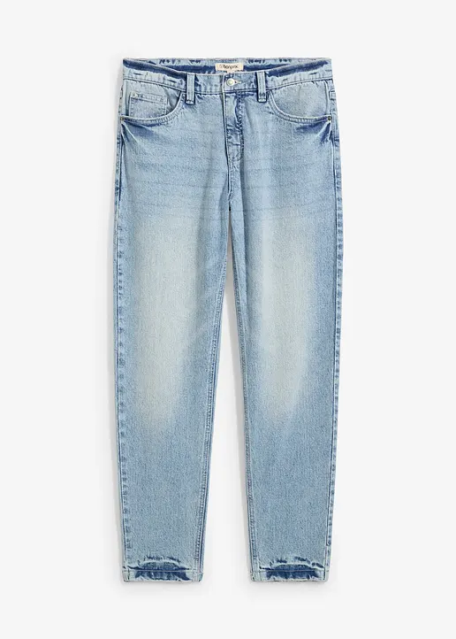 Classic Fit Stretch-Jeans in verkürzter Länge, Tapered in blau von vorne - bonprix