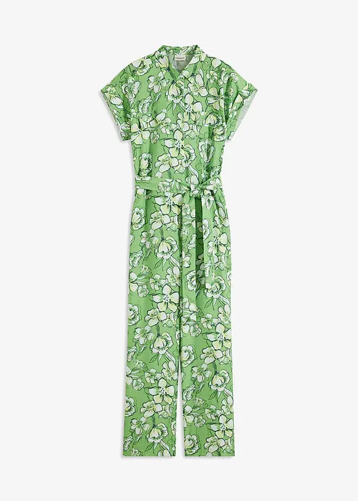 Jumpsuit aus fließendem Viskose-Mix in grün von vorne - bonprix
