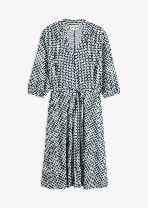 Jersey-Blusenkleid mit Bindeband (2.tlg-Set) in grün von vorne - bonprix