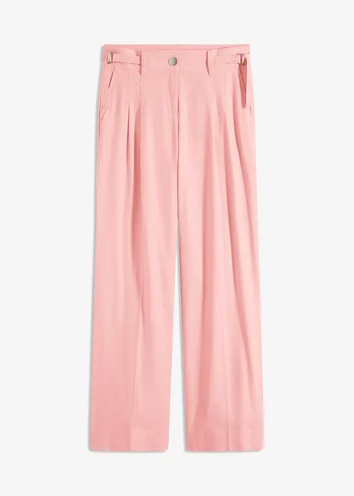Palazzo-Hose aus leichtem Leinen-Mix in rosa von vorne - bonprix
