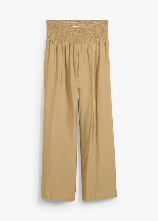 Palazzo-Hose mit elastischem Smockbund in braun von vorne - bonprix