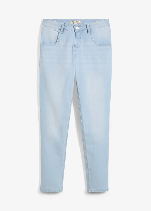 Boyfriend Jeans Mid Waist, cropped in blau von vorne - bonprix