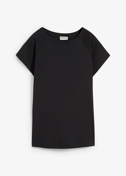 T-Shirt aus reiner Bio-Baumwolle in schwarz von vorne - bonprix
