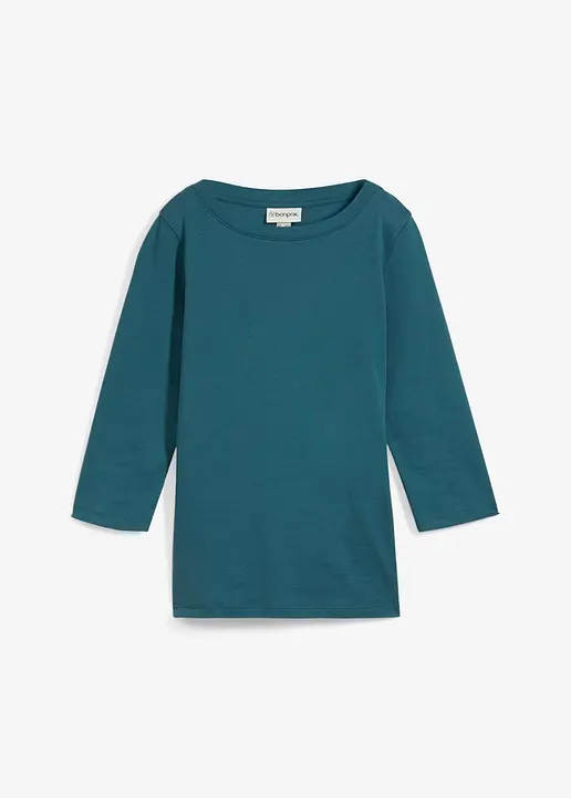 Shirt aus reiner schwerer Bio-Baumwolle in petrol von vorne - bonprix