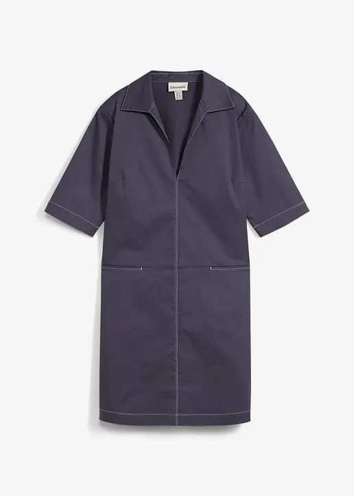 Blusenkleid aus elastischem Baumwoll-Mix in blau von vorne - bonprix