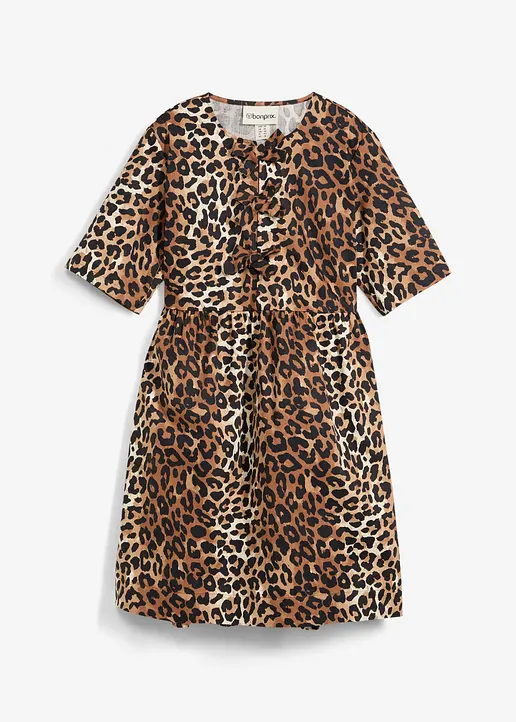 Minikleid aus reiner Baumwolle in beige von vorne - bonprix