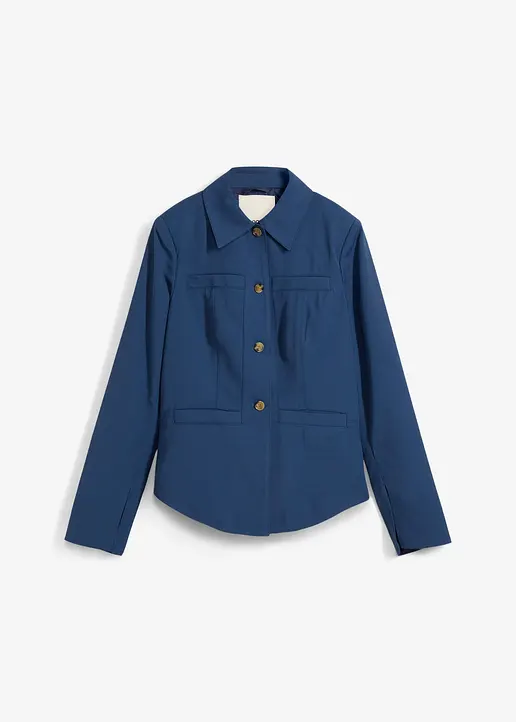 Taillierte Hemdjacke in blau von vorne - bonprix