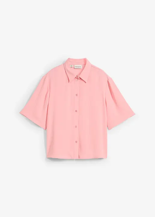 Boxy Bluse aus leichtem Crêpe in rosa von vorne - bonprix