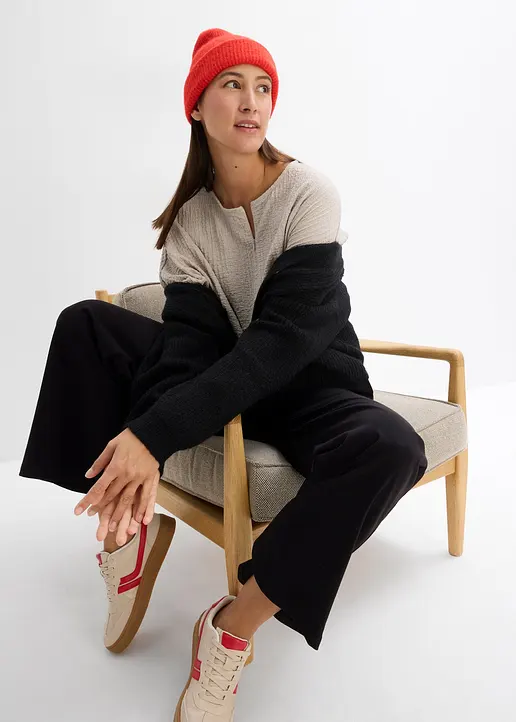 Oversize-Shirt in grau im Look (Totalaufnahme) - bonprix