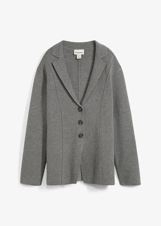 Feinstrickjacke in grau von vorne - bonprix