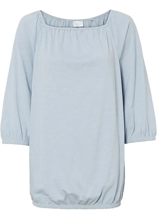 Shirtbluse aus reiner Bio-Baumwolle in grau von vorne - bonprix