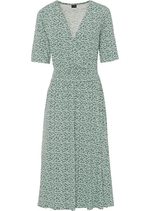 Jerseykleid aus nachhaltiger Viskose in grün von vorne - bonprix