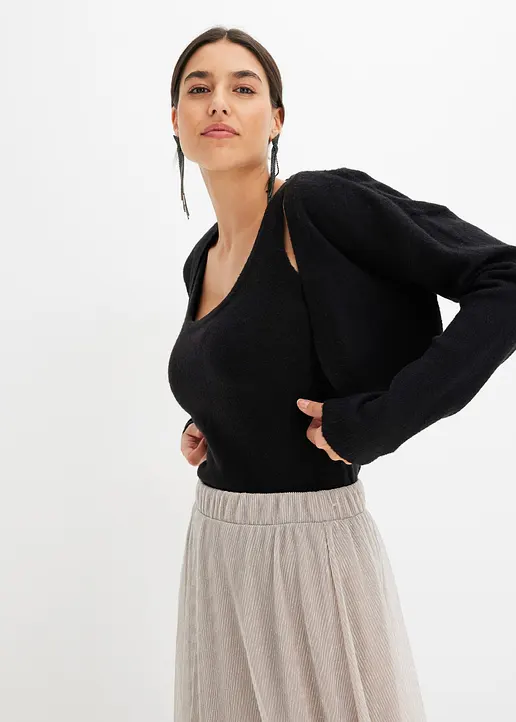 Stricktop in schwarz (im Anschnitt) - bonprix