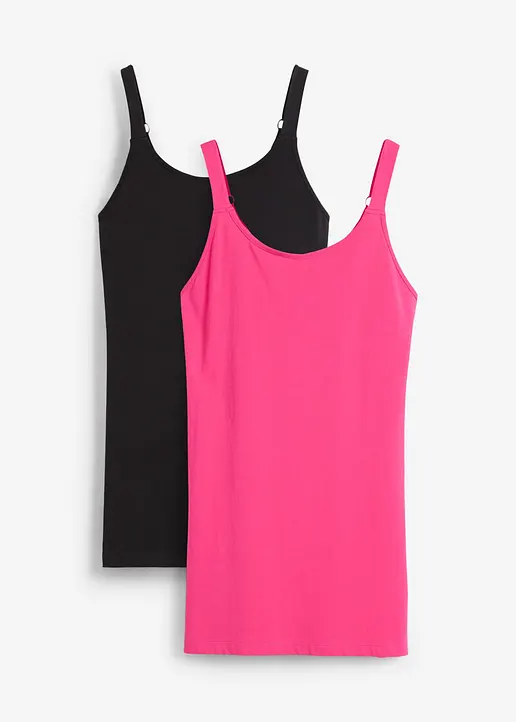 Longtop mit reiner Bio-Baumwolle (2er Pack) in pink von vorne - bonprix
