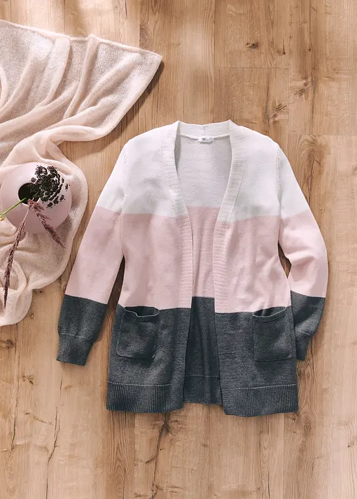 Weite Strickjacke, Langarm in weiß - bonprix