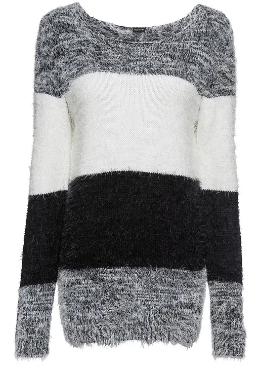 Grobstrick-Pullover in schwarz von vorne - bonprix