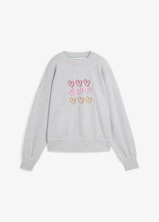 Sweatshirt aus Baumwollmix in grau von vorne - bonprix