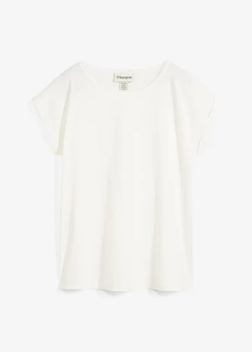 Shirt mit Seidenanteil in weiß von vorne - bonprix