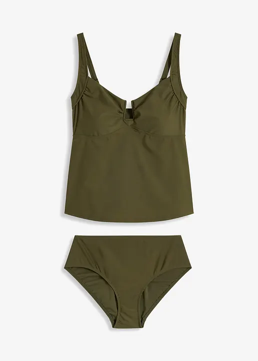 Tankini (2-tlg.Set) in grün von vorne - bonprix