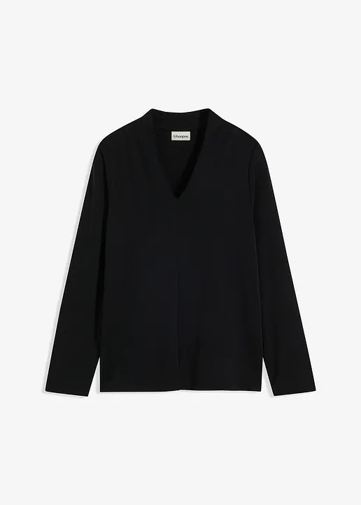 Langarmshirt in schwarz von vorne - bonprix