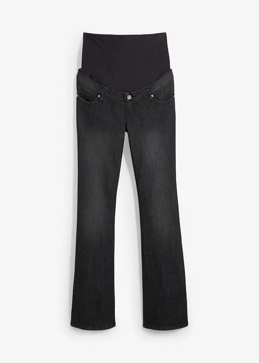 Umstandsjeans, Bootcut in schwarz von vorne - bonprix